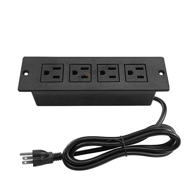 暗装四位美标插座 黑色